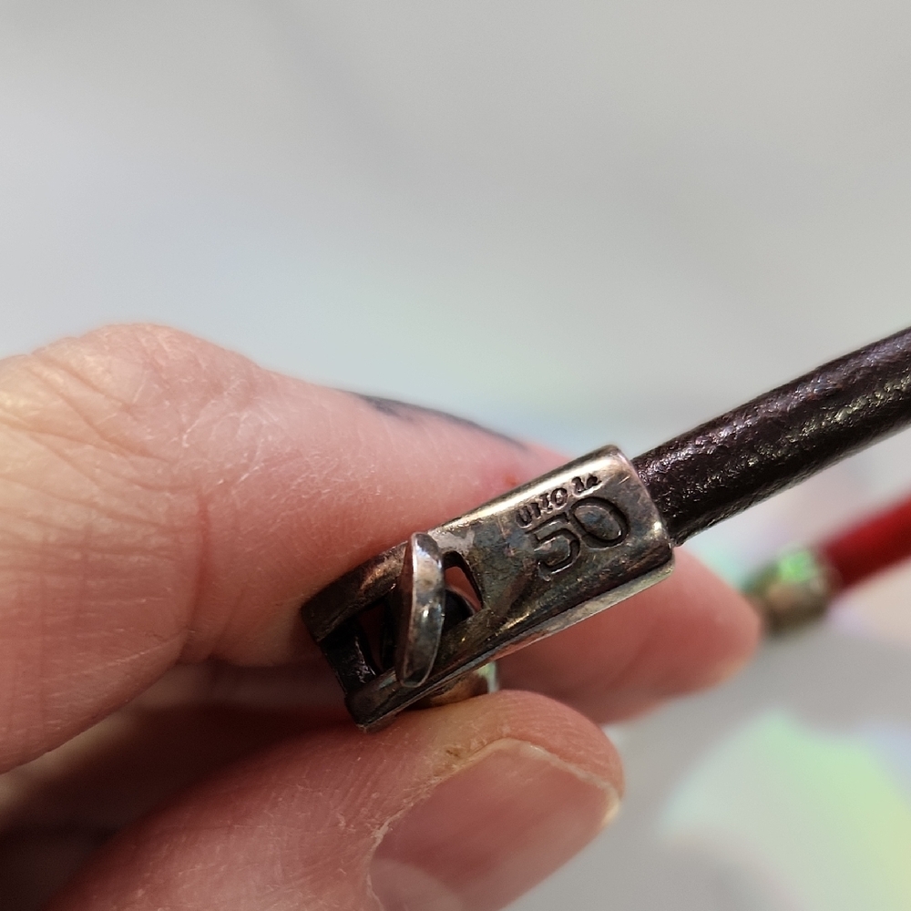 Signed UNO de 50 Leather Bracelet with Silver Detail